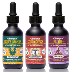 Life Cykel Reishi bottle showing full-spectrum extract for daily vitality.