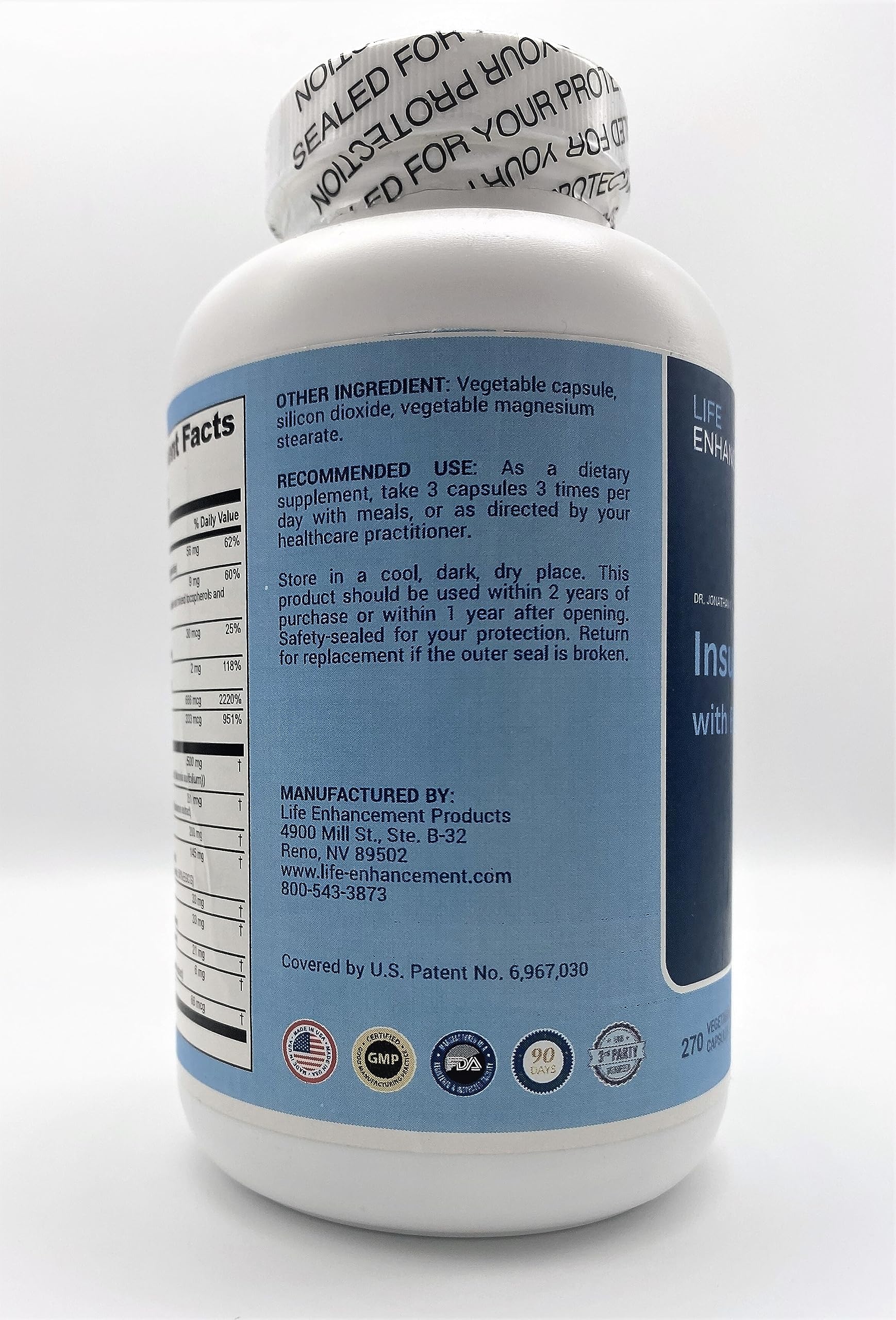 Life Enhancement Insulife-B packaging on shelf for easy daily use.