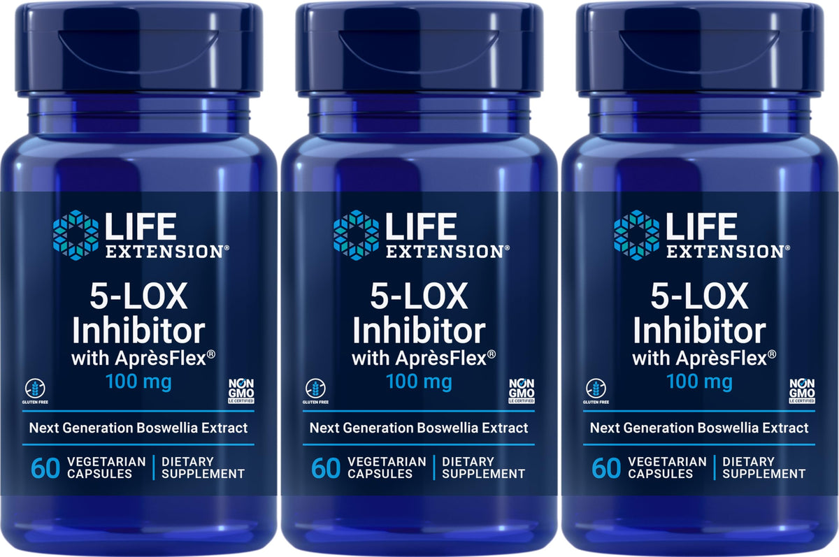 Life Extension 5-LOX Inhibitor with AprèsFlex bottle supports daily balance and easy routine.
