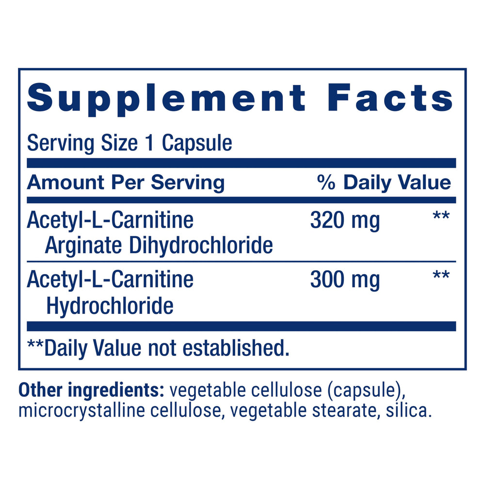 Life Extension Acetyl-L-Carnitine Arginate capsules for daily energy and nervous system support