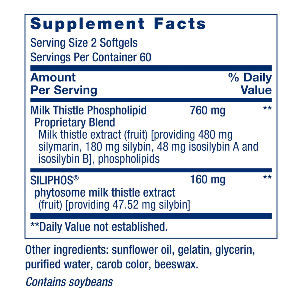 Close-up of Life Extension Advanced Milk Thistle capsules for daily liver detox support