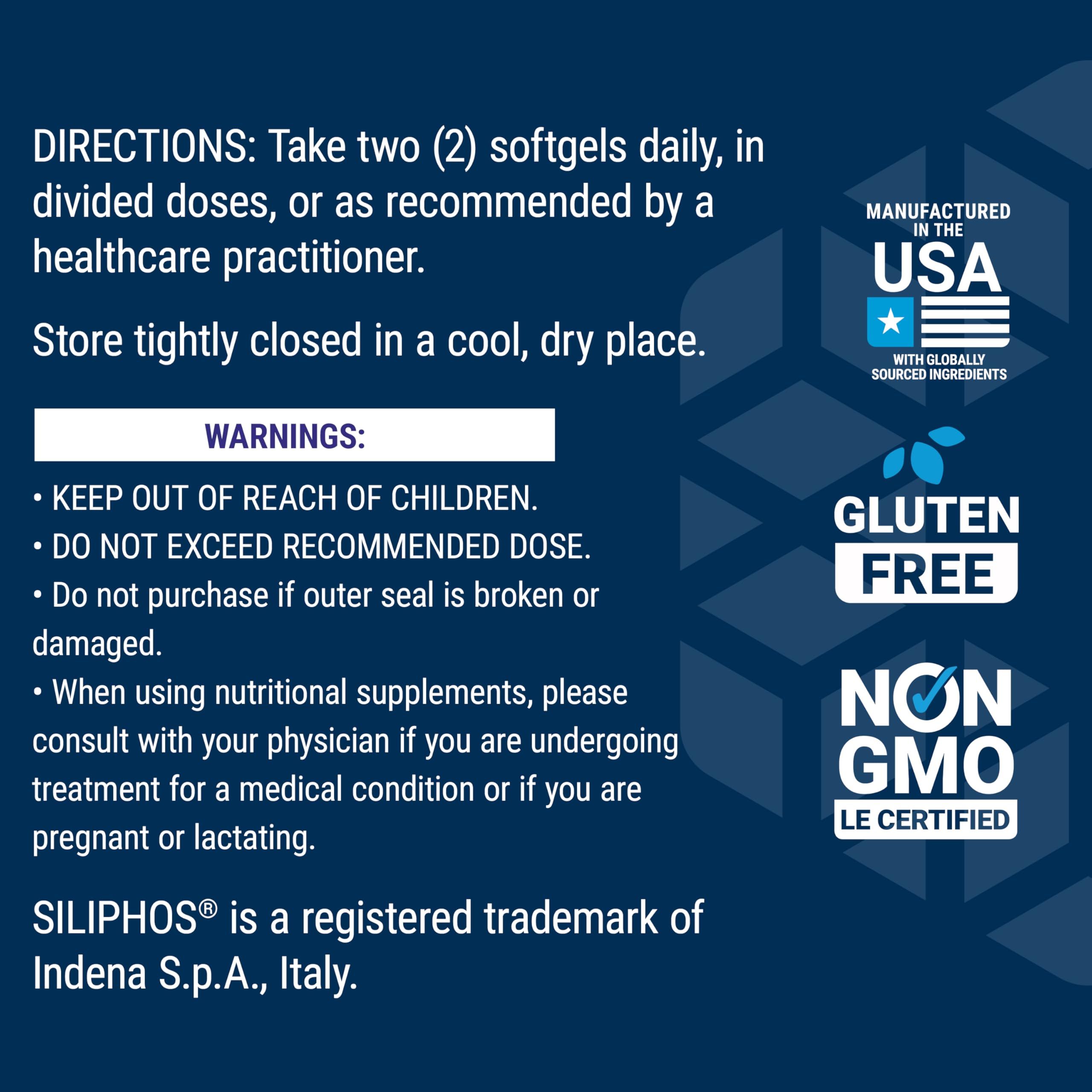 Non-GMO badge on Life Extension Advanced Milk Thistle packaging for purity