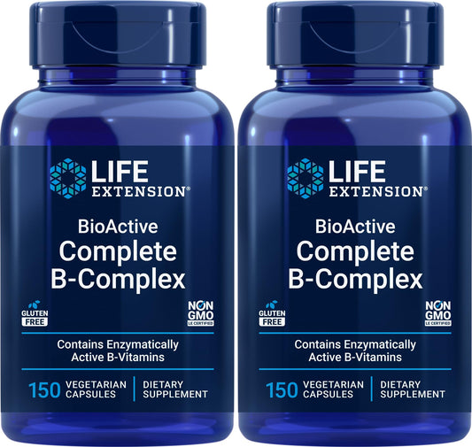 Life Extension BioActive Complete B-Complex bottle with active B vitamins for absorption.