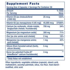 Life Extension Bone Restore Elite label view with K2 and minerals highlighted