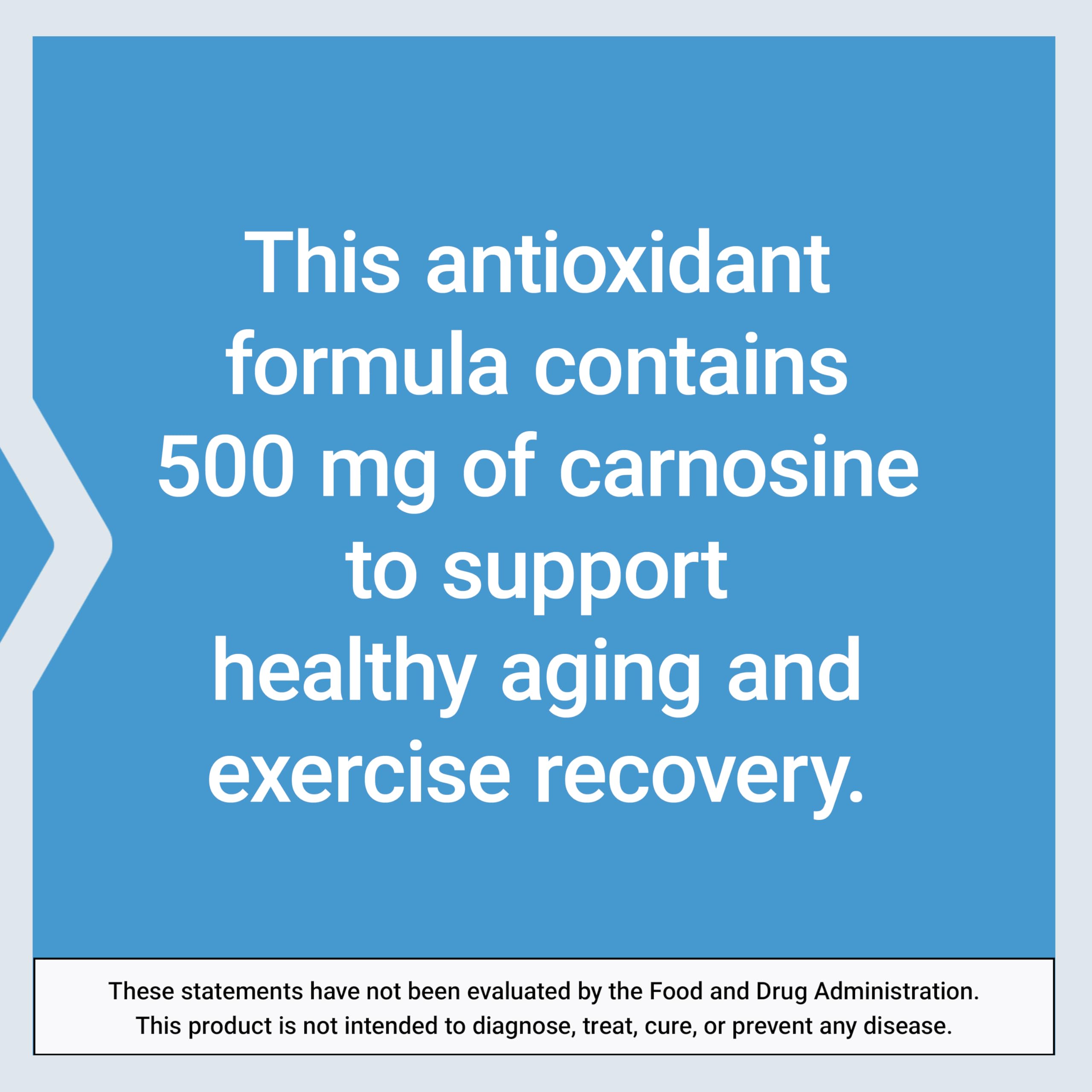 Life Extension Carnosine vegetarian capsules in a white bottle, emphasizing plant-based ingredients