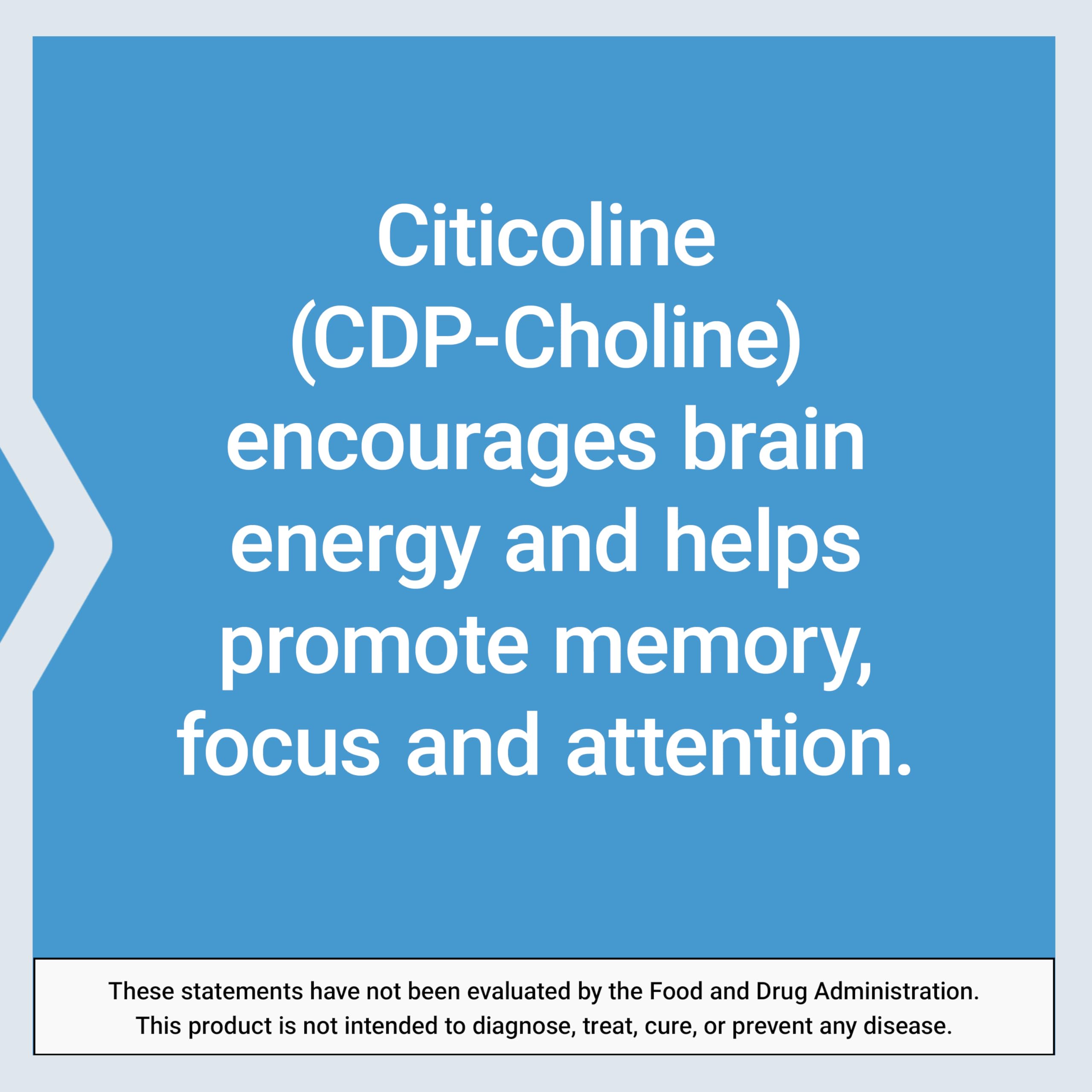 Life Extension Citicoline bottle showing non-GMO, gluten-free ingredients.