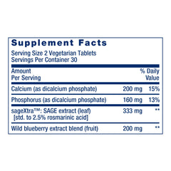 Life Extension Cognitex Elite Pregnenolone ingredient panel showing sage and ashwagandha