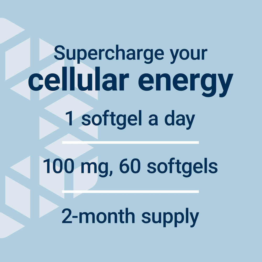 Life Extension CoQ10 energy mitochondria diagram illustrating cellular energy potential.