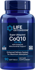 Life Extension COQ10 Super Ubiquinol 100mg bottle ready for daily mitochondrial support