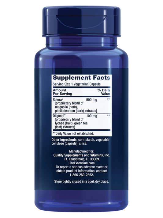 Life Extension Cortisol-Stress Balance capsules illustrate plant-based relief for a healthy stress response.