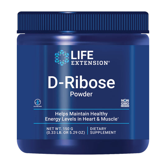 Life Extension D-Ribose powder with scoop for easy daily energy support