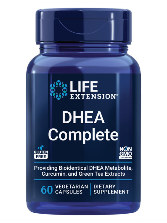 Life Extension DHEA Complete bottle for daily wellness routine.