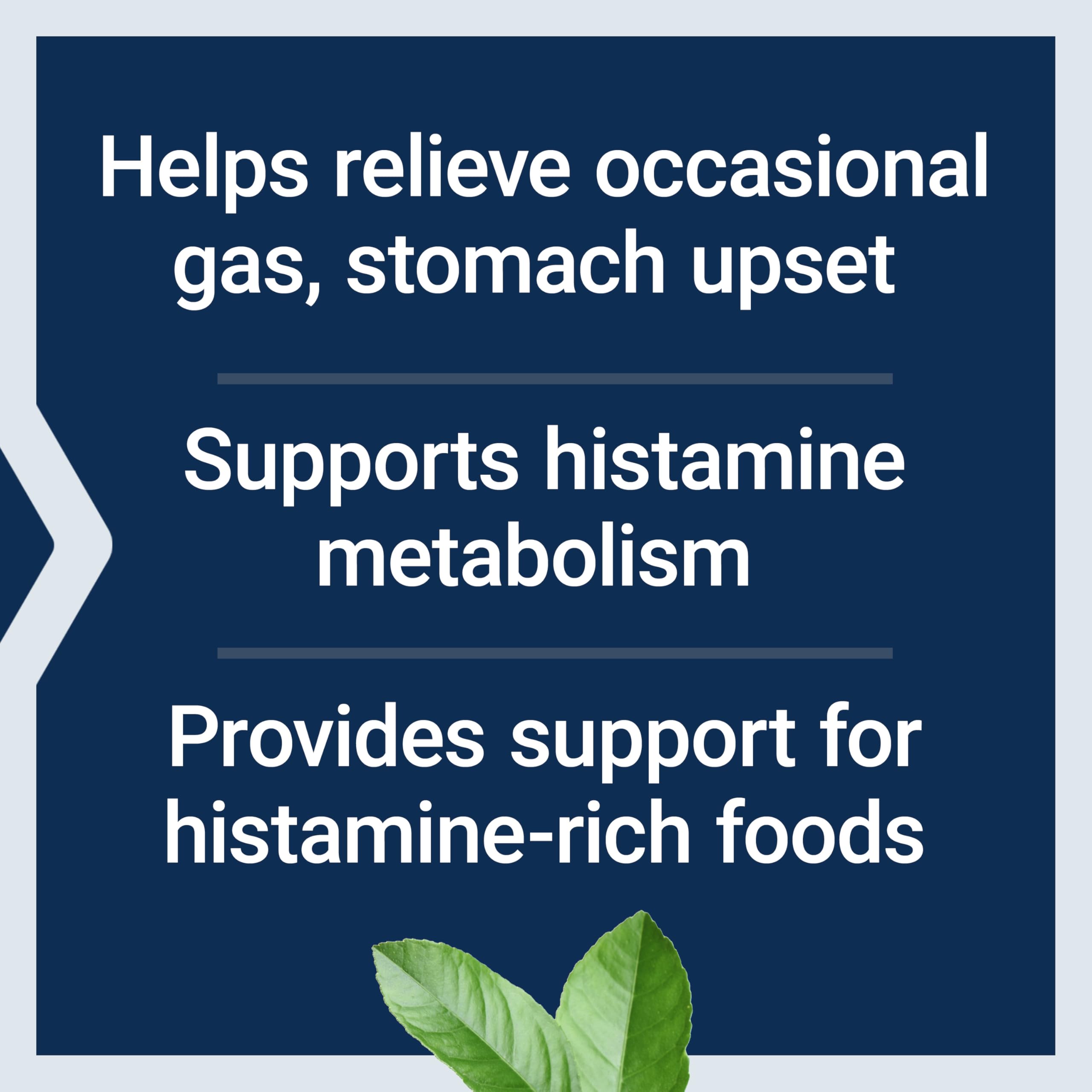 Life Extension DAO capsules aiding histamine metabolism for gut comfort.