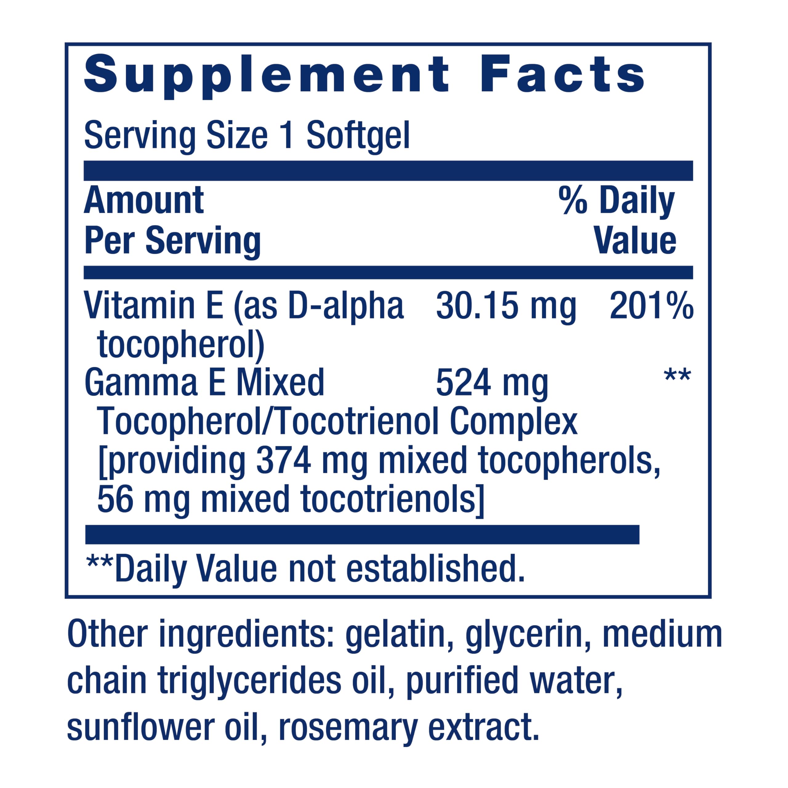 Life Extension Gamma E spectrum demonstrates tocopherols and tocotrienols blend.