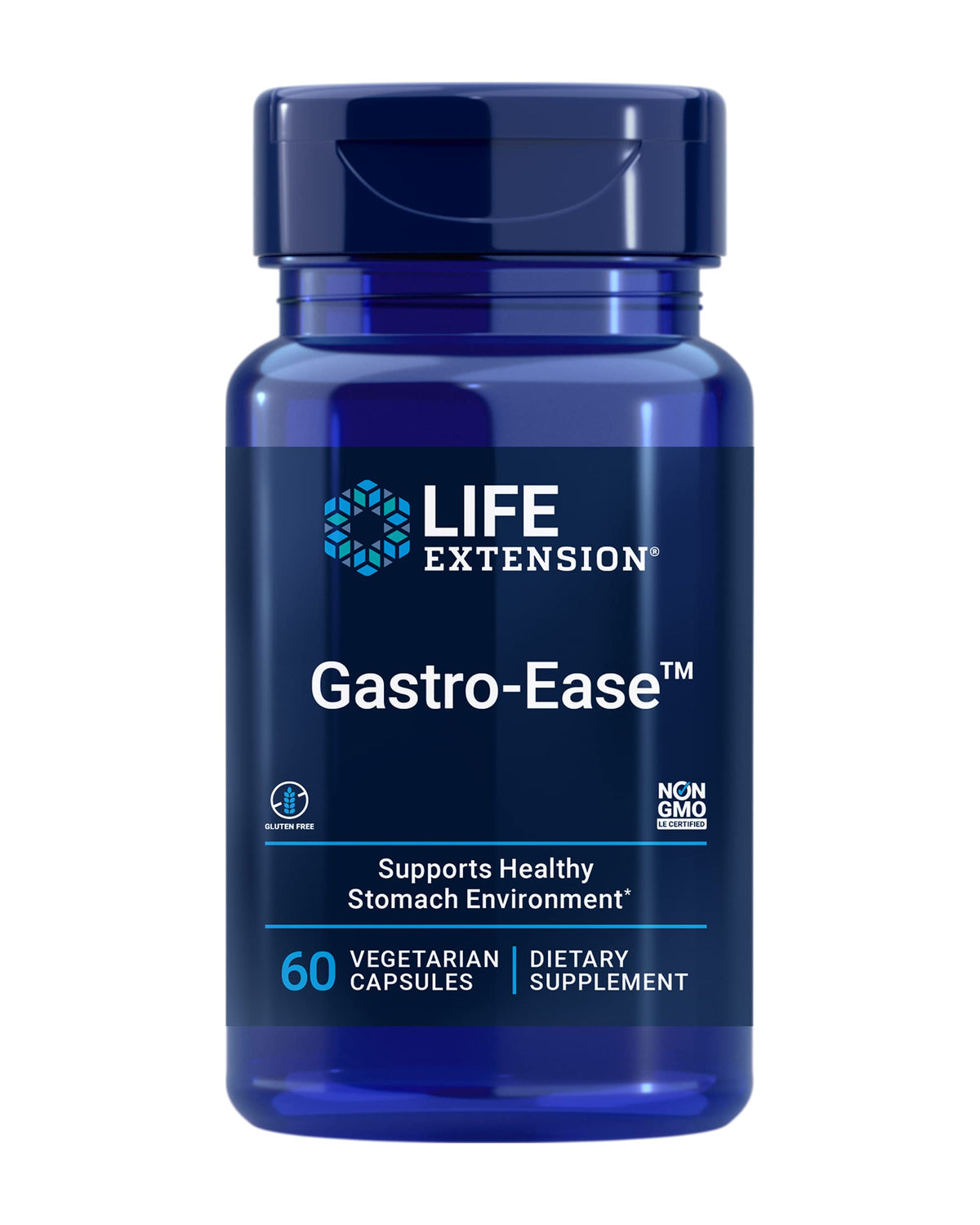 Life Extension Gastro-Ease bottle front view supports digestive comfort