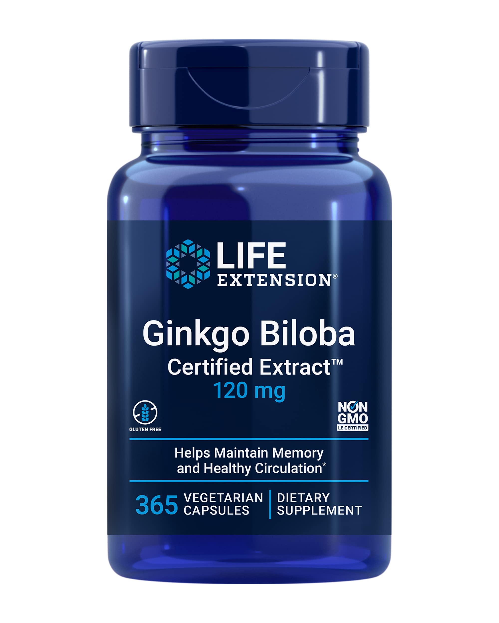 Life Extension Ginkgo Biloba bottle for cognitive support