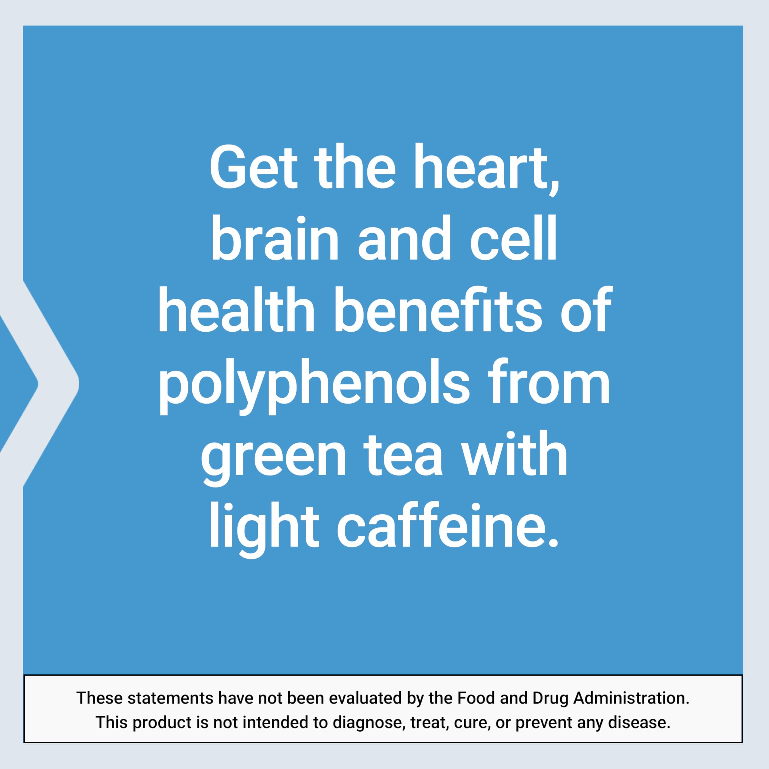 Close-up of EGCG-focused infographic beside Life Extension Green Tea Extract