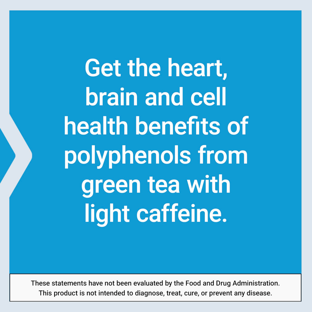 Close-up of EGCG-focused infographic beside Life Extension Green Tea Extract
