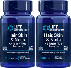 Life Extension Collagen Plus bottle front for healthier hair and nails.