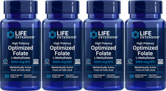 Life Extension High Potency Optimized Folate bottle front—daily folate support with meals.
