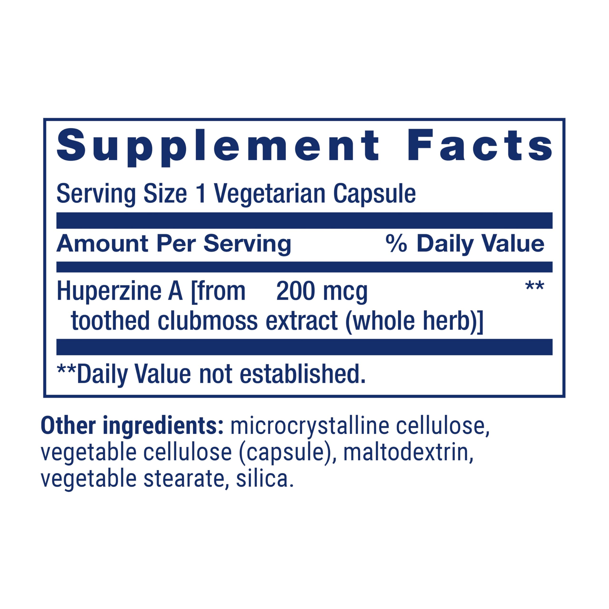 Life Extension Huperzine A label detail showing 200 mcg extract.