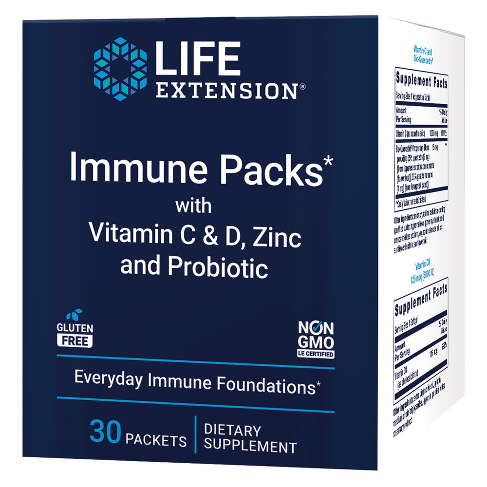 Life Extension Immune Packs box front, a convenient monthly immune support kit.
