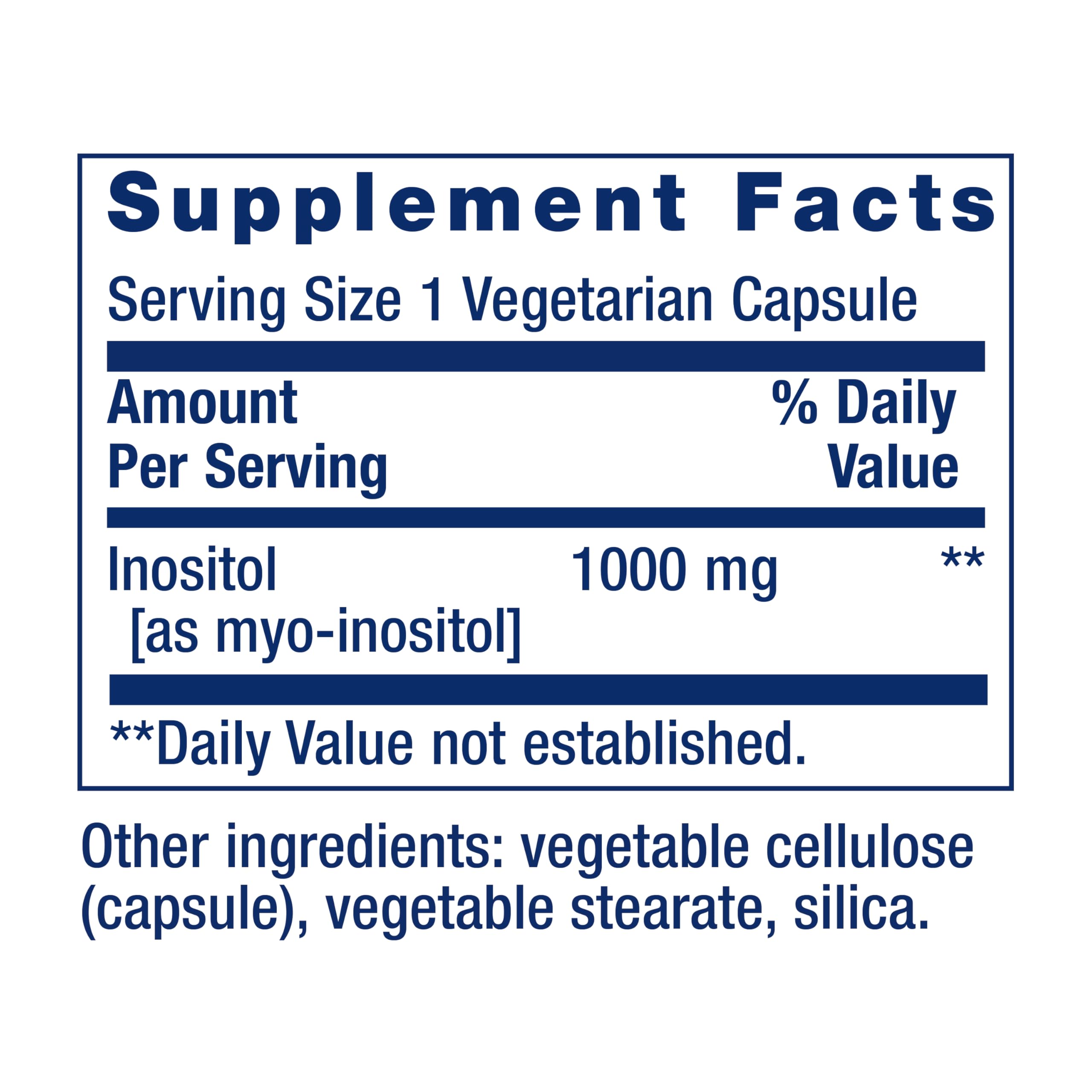 Closeup of Life Extension Inositol Caps capsules highlighting smooth texture and dosing.