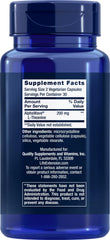 Life Extension L-Theanine label closeup highlighting pure ingredients for trusted use.