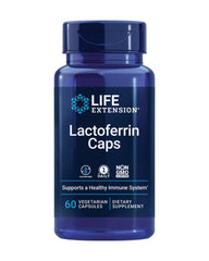 Life Extension Lactoferrin Caps bottle with 60 vegetarian capsules for daily immune support.