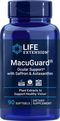 Life Extension MacuGuard ocular support bottle with saffron and astaxanthin for eye nutrition