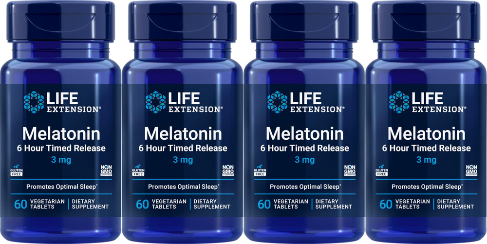 Life Extension Melatonin 6 Hour Release bottle supports steady night rest.