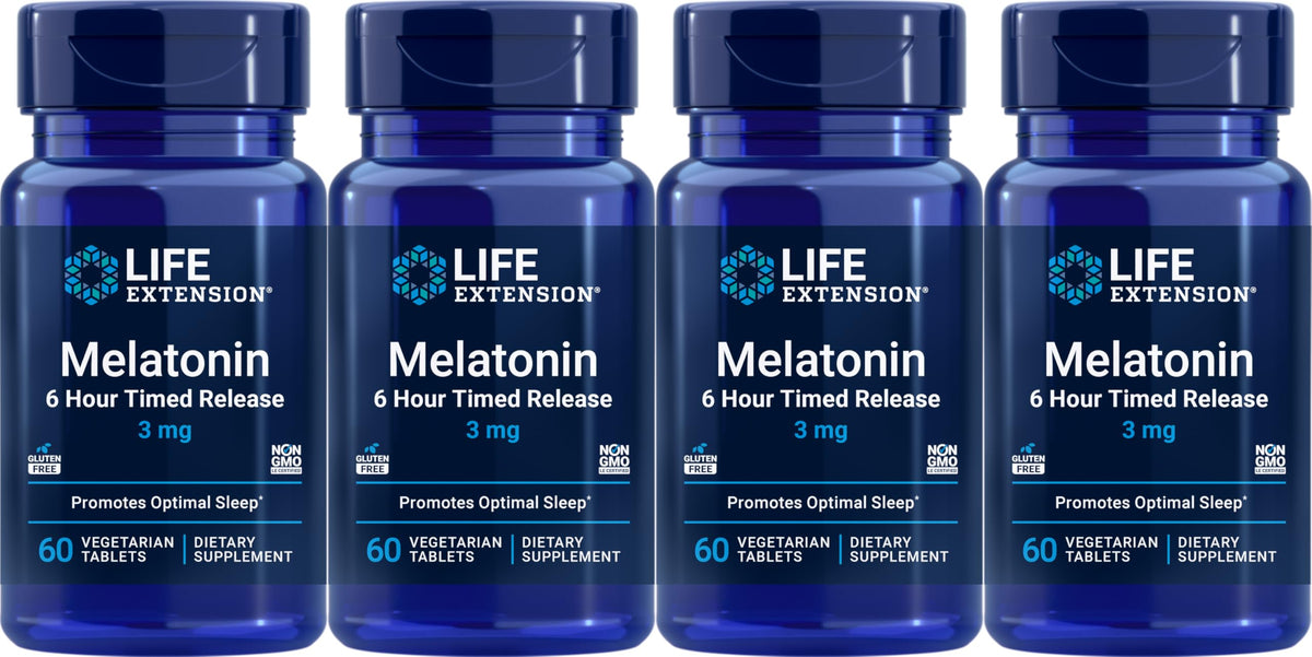 Life Extension Melatonin 6 Hour Release bottle supports steady night rest.