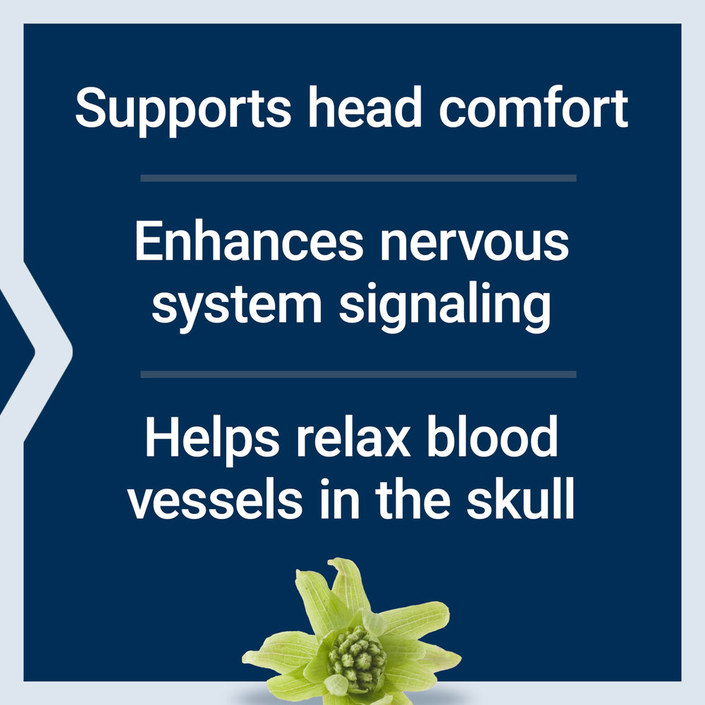 Life Extension Migra-Eeze butterbur root extract image emphasizing petasin potency.
