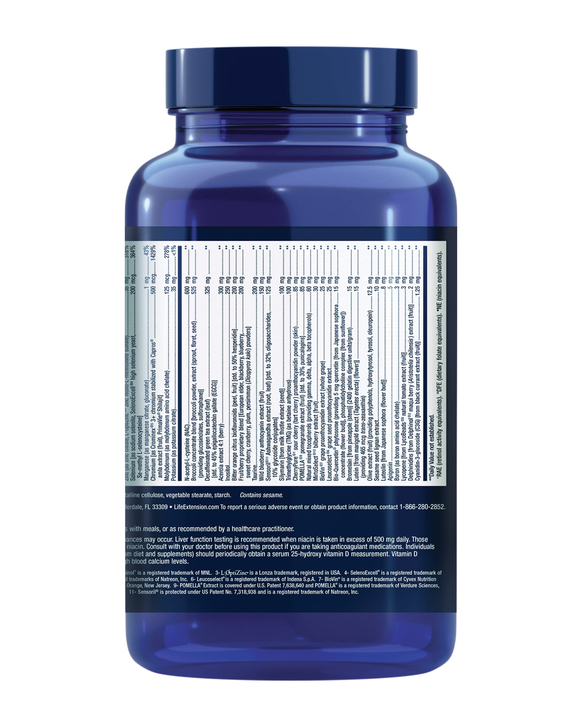 Close-up of Life Extension Mix capsules highlighting high-potency vitamins and minerals.