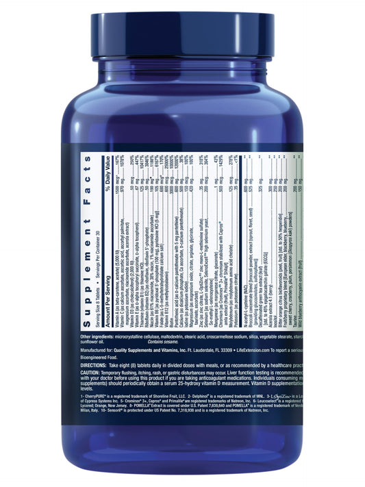 Life Extension Mix tablets gluten-free label emphasizing allergen-friendly daily nutrition