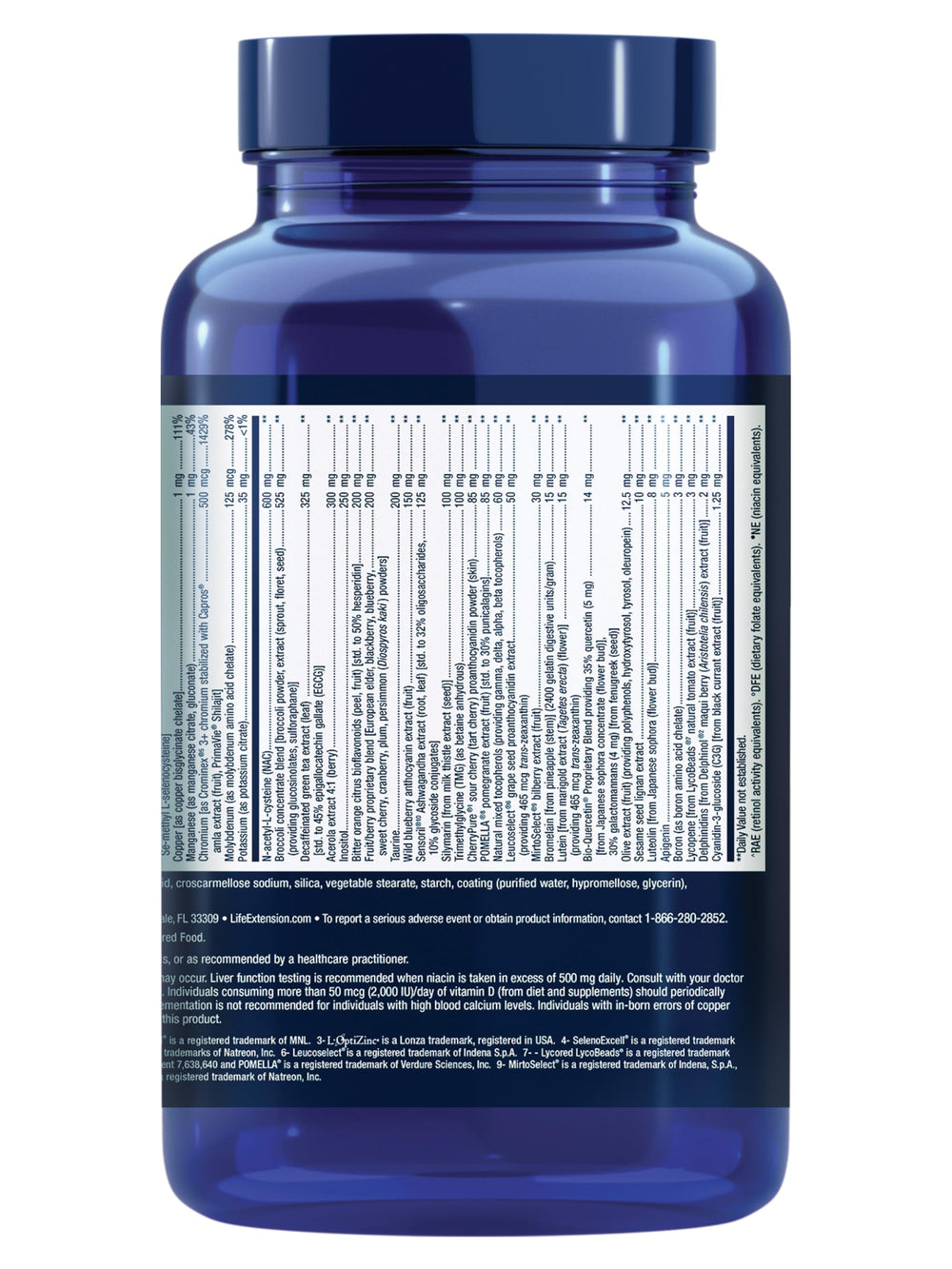 Life Extension Mix ingredient label shot showcases fruit and vegetable extracts and minerals