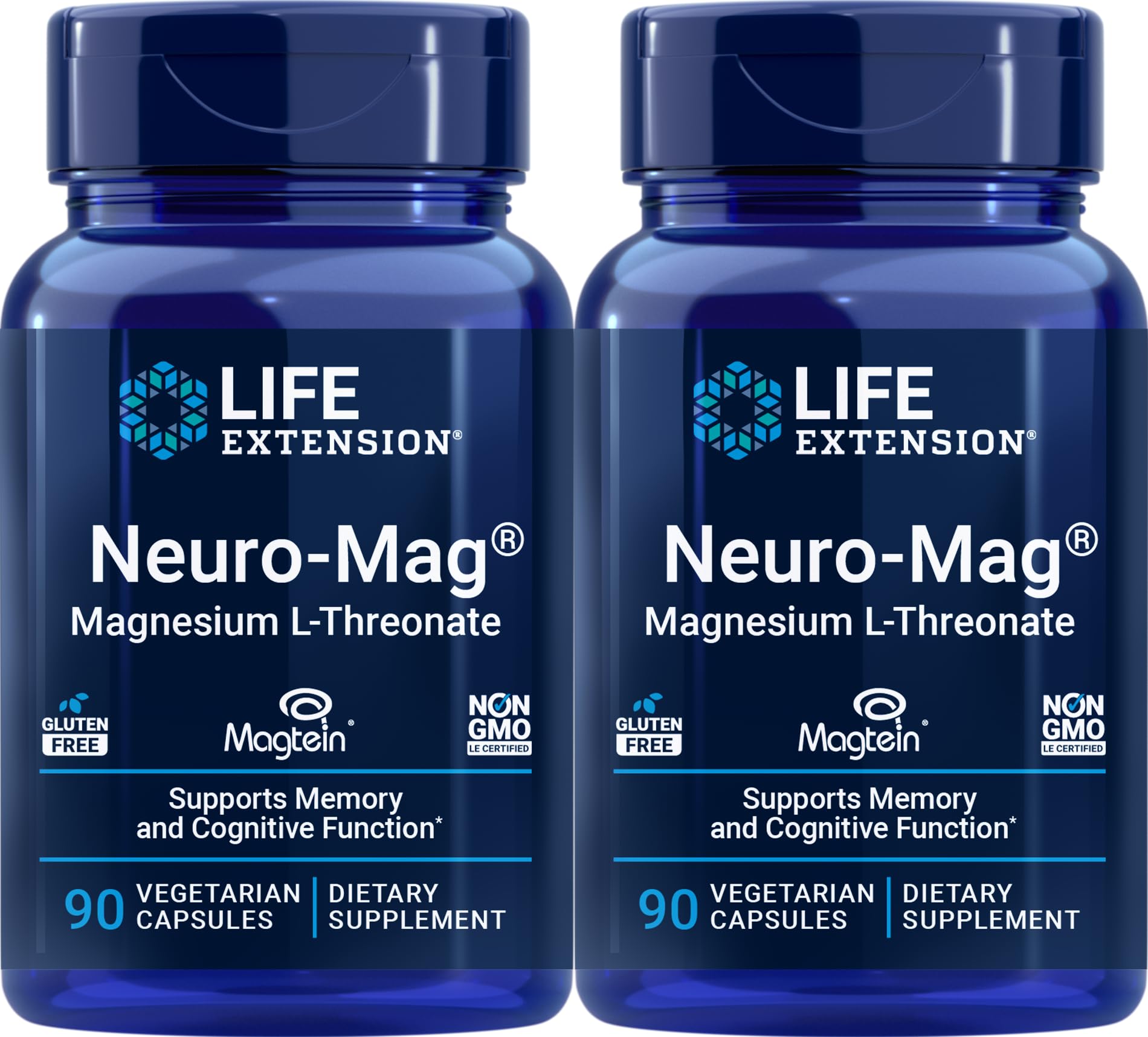 Life Extension Neuro-mag bottle front label highlighting brain-friendly magnesium benefits