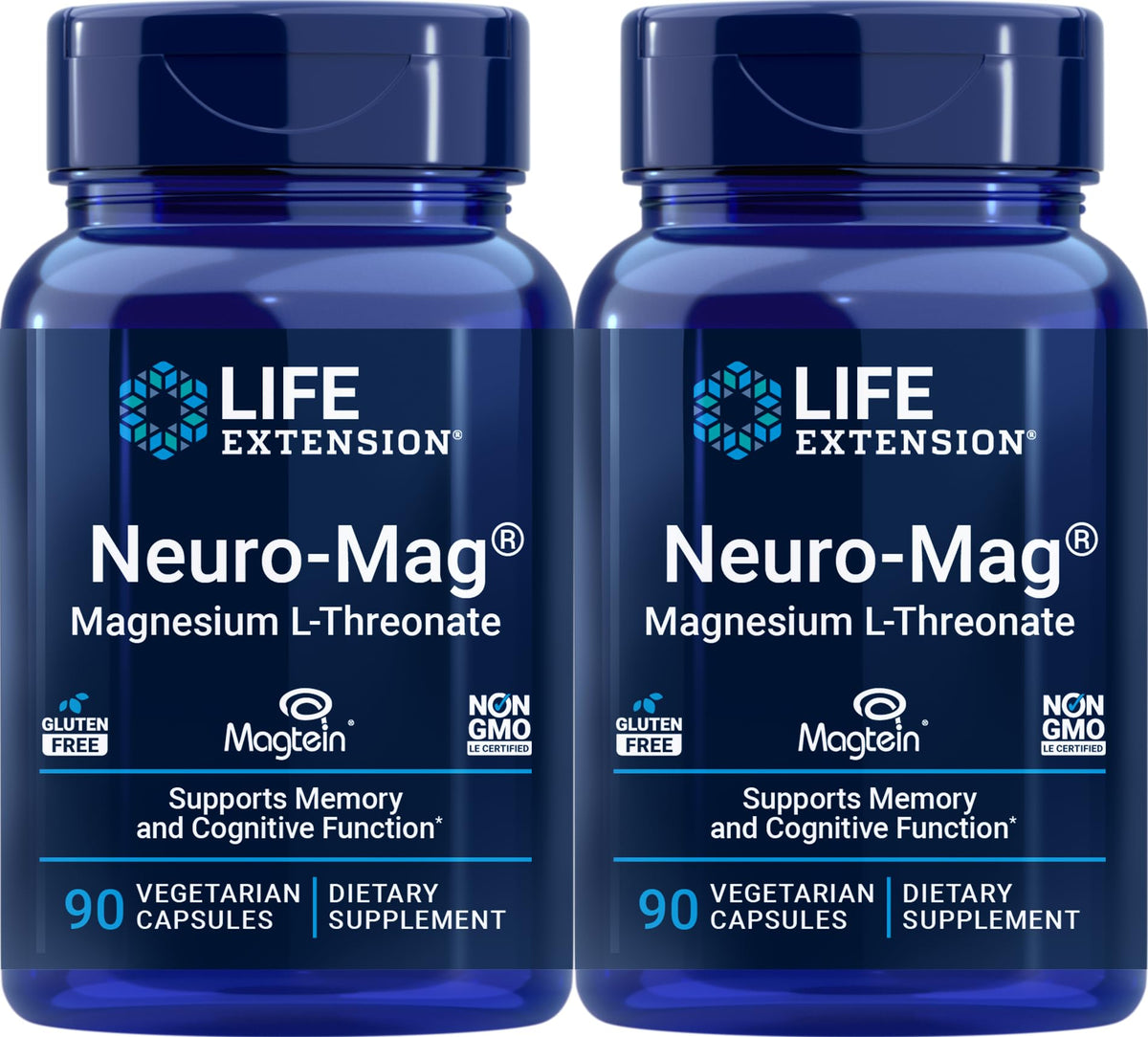 Life Extension Neuro-mag bottle front label highlighting brain-friendly magnesium benefits