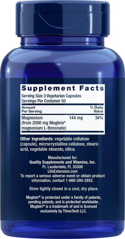 Close-up of Life Extension Neuro-Mag capsules with Magtein for brain-friendly support.