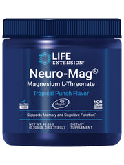 Life Extension Neuro-Mag Tropical Punch powder label highlighting memory support.