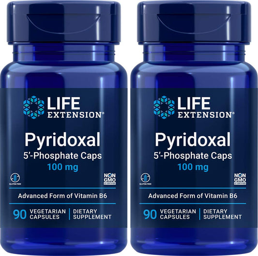 Life Extension P5P 100mg bottle with active vitamin B6 supporting nerve and eye health