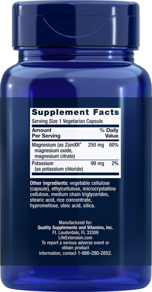 Life Extension Potassium with Extend-Release Magnesium capsules arranged for daily mineral support.