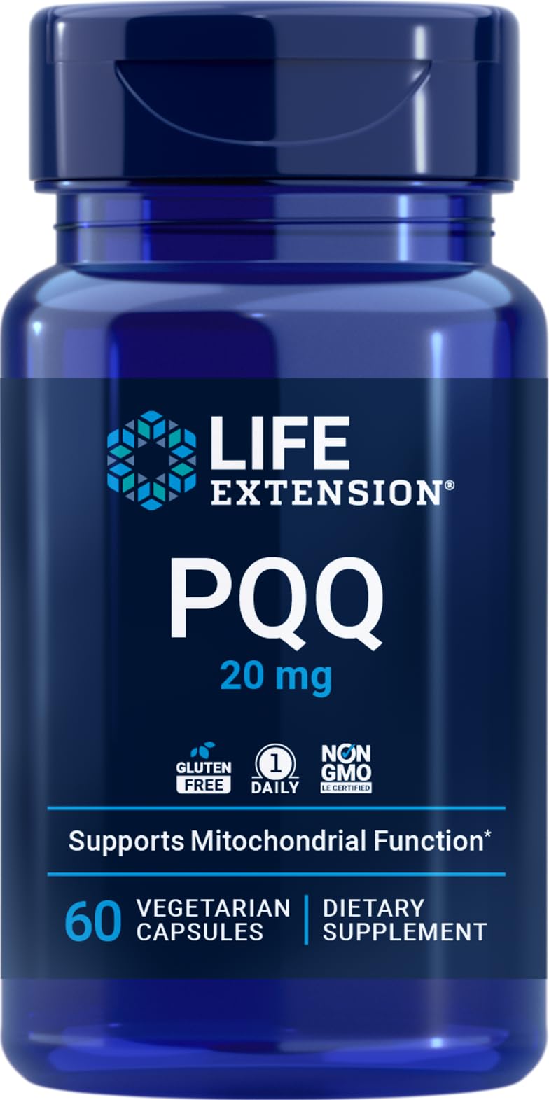 Life Extension PQQ bottle pour shows capsules for daily energy support