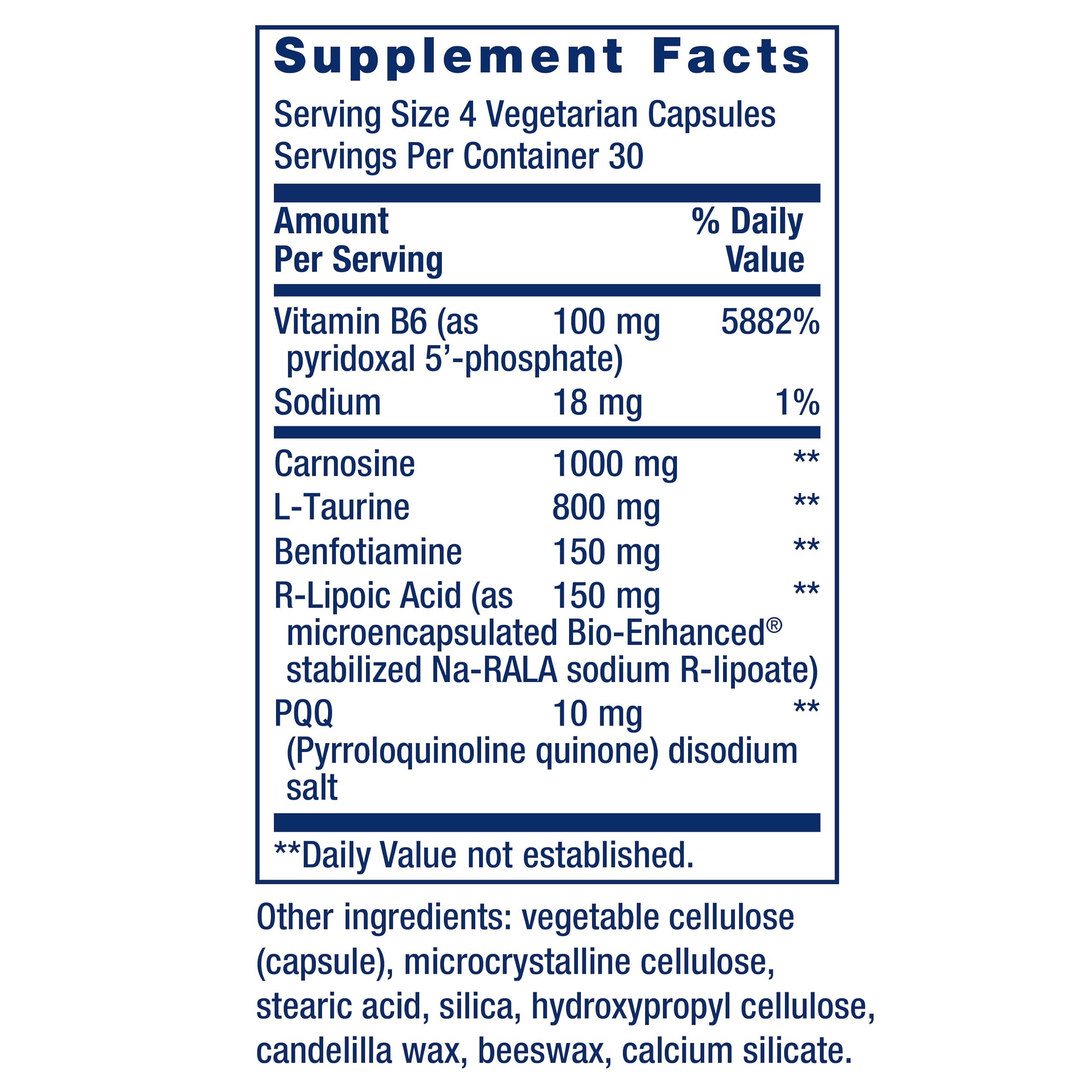 PQQ and carnosine ingredients appear in Life Extension formula for mitochondrial health.