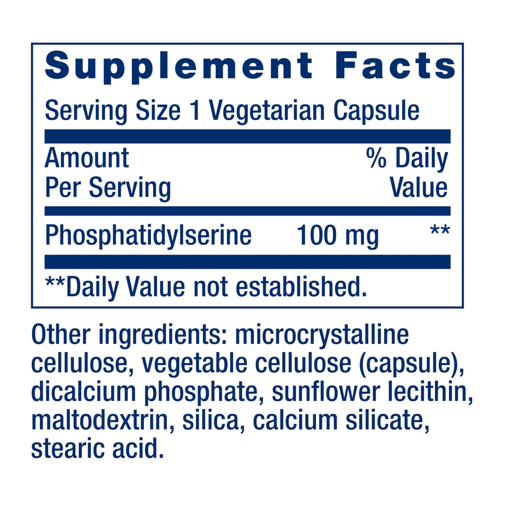 Life Extension PS Caps label front highlights gluten-free and vegetarian formula.