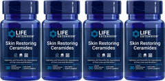 Life Extension Skin Restoring Ceramides bottle front view, pack of 4, highlighting hydration support.