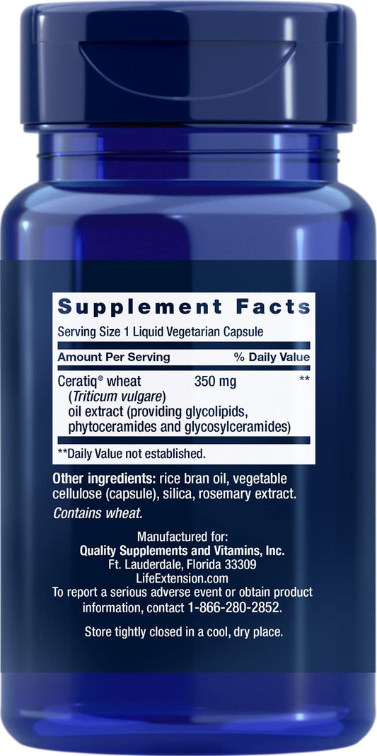 Life Extension Skin Restoring Ceramides capsules pack for daily at-home use.