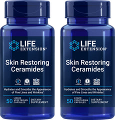Life Extension Skin Restoring Ceramides pack of 2 with capsules and bottle for daily hydration