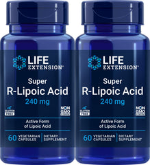 Life Extension Super R-Lipoic Acid 240 mg bottle front view for active ingredient.