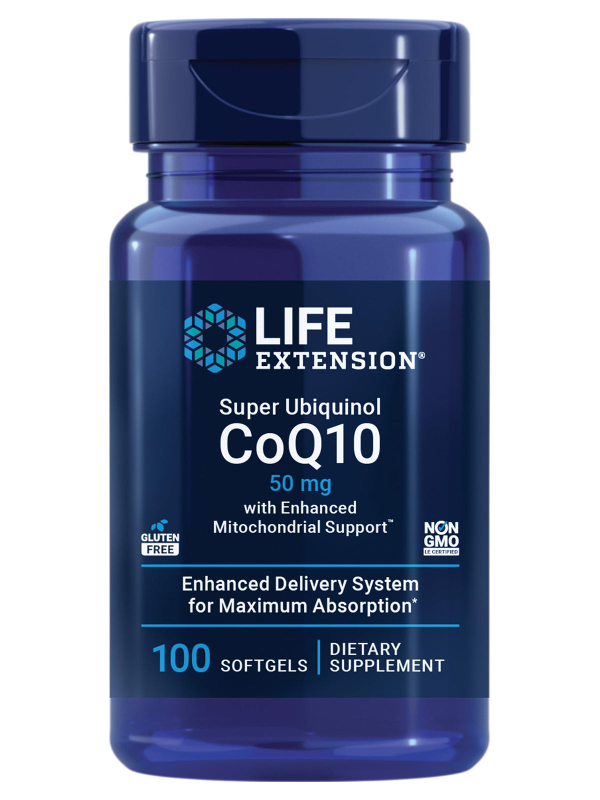 Life Extension Super Ubiquinol CoQ10 bottle for daily heart and energy support